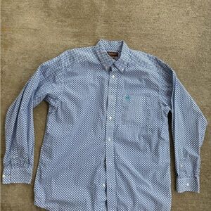 ARIAT MEN’S DRESS SHIRT BUTTON DOWN GEOMETRIC PATTERN SIZE LARGE